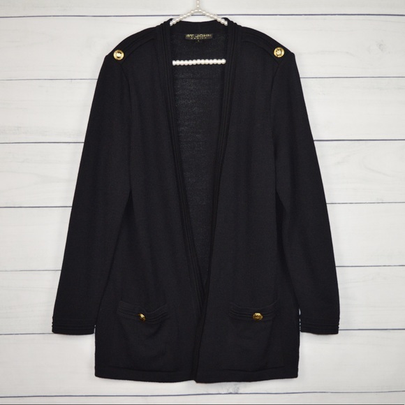 ST JOHNClassics Black Sweater Gold Buttons